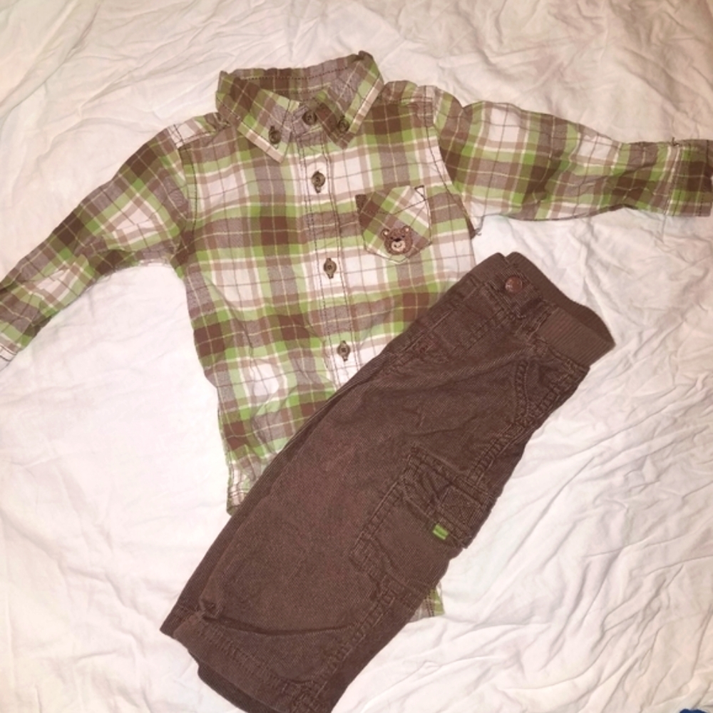 CARTER'S Plaid Button Down Shirt and Corduroy Pants, 9M